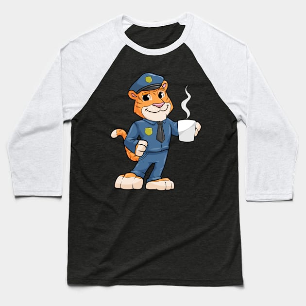 Tiger as Police officer with Police hat and Drink Baseball T-Shirt by Markus Schnabel